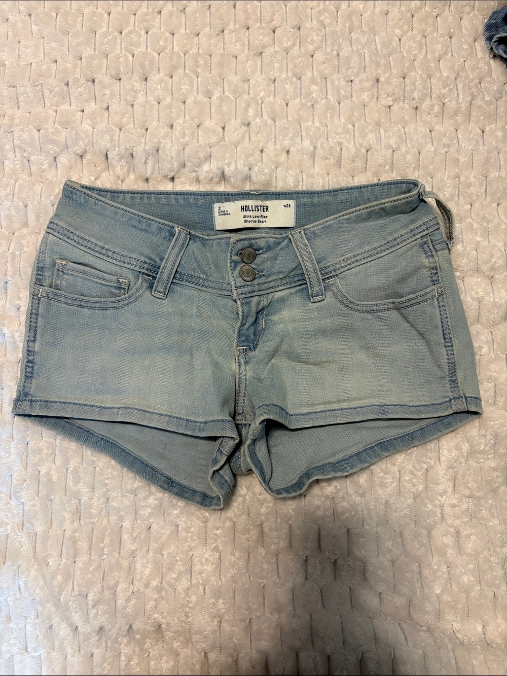 Hollister Light Blue Ultra Low-Rise Denim Short Shorts